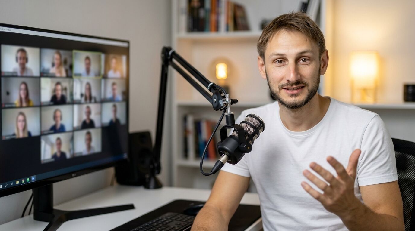 Carl Taylor presenting AI training from his broadcast studio